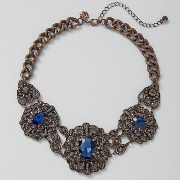 White House Black Market Jewelry - WHBM $125 Indigo Statement Blue Stone Necklace Old Russia STUNNING!